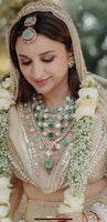 Parineeti Chopra Inspired Bridal Mossanite Polki Necklace with Earrings & Teeka