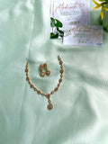 Simple AD Gold finish necklace with earrings
