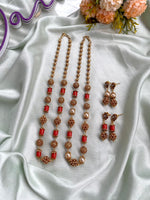 Antique Coral Mala with Earrings