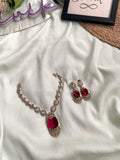 Dainty AD Pendant Necklace with Earrings in 3 Colors