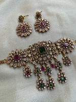 AD Ruby Green Necklace with earrings