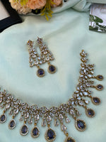 AD purple designer Necklace with Earrings