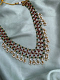 Ruby Green Pearl Jali Necklace