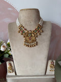 Three layered Pearl Necklace with Earrings