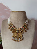 Three layered Pearl Necklace with Earrings