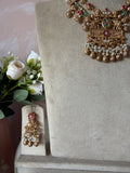 Three layered Pearl Necklace with Earrings