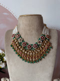 Hanging Pendants Flower Pearl Mala with Jhumkas