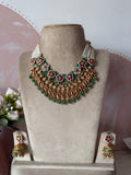 Hanging Pendants Flower Pearl Mala with Jhumkas