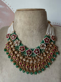 Hanging Pendants Flower Pearl Mala with Jhumkas