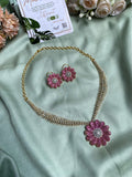 Designer AD Floral Necklace with Earrings