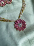 Designer AD Floral Necklace with Earrings