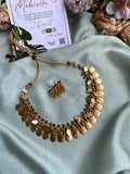 Elakkathali Coin Ruby Green Choker with Earrings