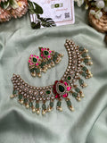 Victorian Moissanite Flower Necklace with Earrings