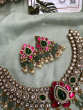Victorian Moissanite Flower Necklace with Earrings