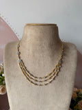 Diamond Look Alike 3 Layer Flower Necklace with Earrings