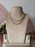 Diamond Look Alike 2 Layer Flower Necklace with Earrings