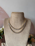 Diamond Look Alike 2 Layer Flower Necklace with Earrings