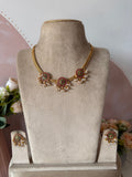 Triple Pendant Mesh Adigai Necklace with Earrings