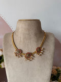 Triple Pendant Mesh Adigai Necklace with Earrings