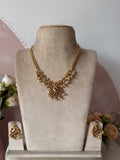 Traditional Flower Mesh Adigai Necklace with Earrings