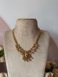 Traditional Flower Mesh Adigai Necklace with Earrings