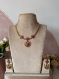 Hanging Pendant Mesh Adigai Necklace with Earrings