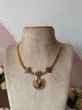 Hanging Pendant Mesh Adigai Necklace with Earrings