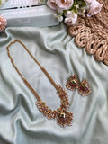 Traditional Flower Mesh Adigai Necklace with Earrings