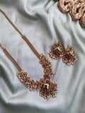 Traditional Flower Mesh Adigai Necklace with Earrings