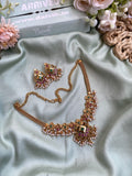 Traditional Flower Mesh Adigai Necklace with Earrings