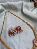 Triple Pendant Mesh Adigai Necklace with Earrings