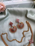 Hanging Pendant Mesh Adigai Necklace with Earrings