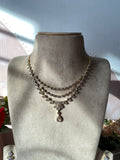 Diamond Look Alike AD Three Line Flower Necklace with Earrings