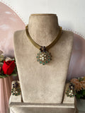 Hydro Doublet Floral Pearl Hasli Necklace with Earrings