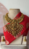 Antique Bridal Temple Handcrafted Necklace with Jhumkas