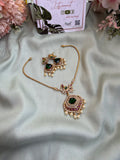 Simple Green Stone Peacock Necklace with Earrings