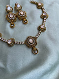 Moissanite Flower Necklace with Earrings