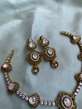 Moissanite Flower Necklace with Earrings