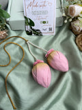 Double Foam Handmade Artificial Lotus Pink Buds Kunjalam/Hair Extension