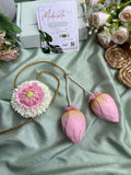 Real Look alike Foam Handmade Pink Lotus Buds Kunjalam and Malli Lotus Center Hair Clip Combo