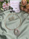 Diamond Look Alike Hasli Necklace with Earrings