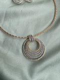 Diamond Look Alike Hasli Necklace with Earrings