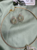 Diamond Look Alike Hasli Necklace with Earrings
