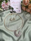Diamond Look Alike Hasli Necklace with Earrings