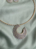 Diamond Look Alike Hasli Necklace with Earrings