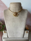 Pearl Kemp Pendant Hasli Necklace with Earrings