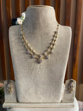 Diamond Look Alike AD Two Line Floral Necklace with Earrings