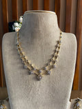 Diamond Look Alike AD Two Line Floral Necklace with Earrings