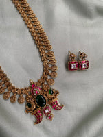 Carved Lion Stone Coin Haram with Earrings
