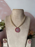 Designer AD Floral Necklace with Earrings